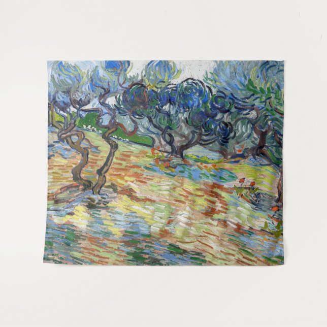 Vincent van Gogh - Olive Trees: Bright blue sky Tapestry (Front (Horizontal))
