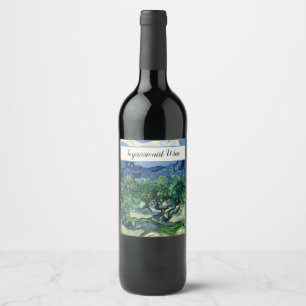 Vincent Van Gogh Olive Trees Mountain Landscape Wine Label