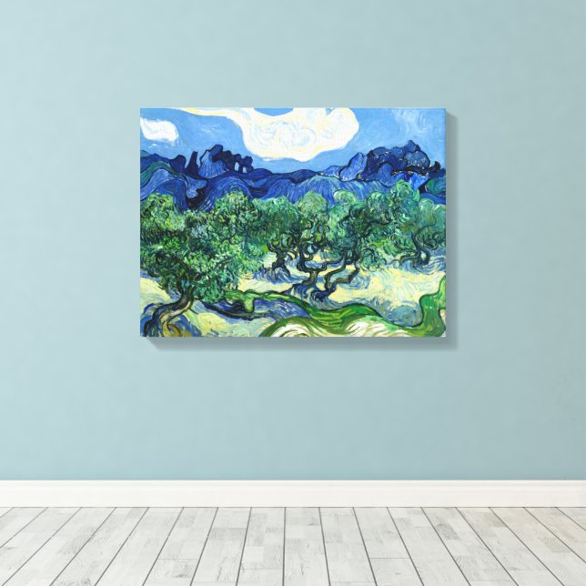 Vincent Van Gogh, Olive Trees with the Alpilles Canvas Print (Insitu(Wood Floor))