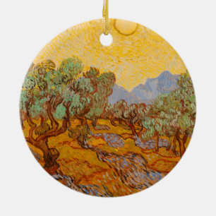 Vincent Van Gogh Olive Trees With Yellow Sky Ceramic Tree Decoration