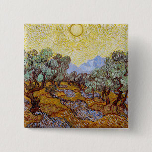 Vincent van Gogh - Olive Trees, Yellow Sky and Sun 15 Cm Square Badge