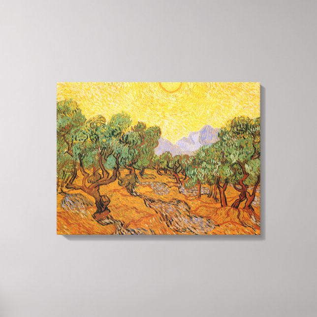 Vincent van Gogh - Olive Trees, Yellow Sky and Sun Canvas Print (Front)