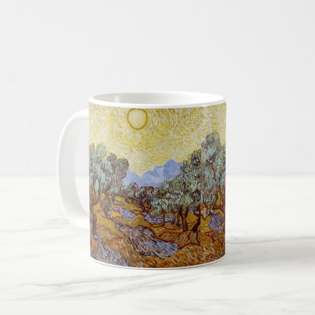 Vincent van Gogh - Olive Trees, Yellow Sky and Sun Coffee Mug (Front Left)
