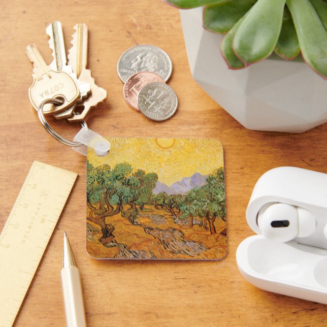 Vincent van Gogh - Olive Trees, Yellow Sky and Sun Key Ring (Desk)
