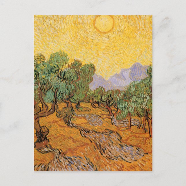Vincent van Gogh - Olive Trees, Yellow Sky and Sun Postcard (Front)