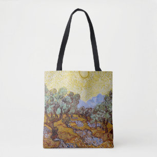 Vincent van Gogh - Olive Trees, Yellow Sky and Sun Tote Bag