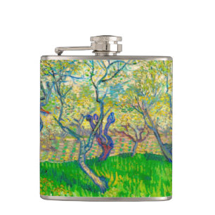 Vincent van Gogh Orchard in Blossom Hip Flask