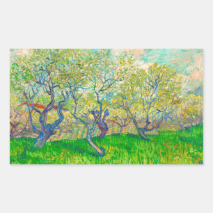 Vincent van Gogh Orchard in Blossom Rectangular Sticker