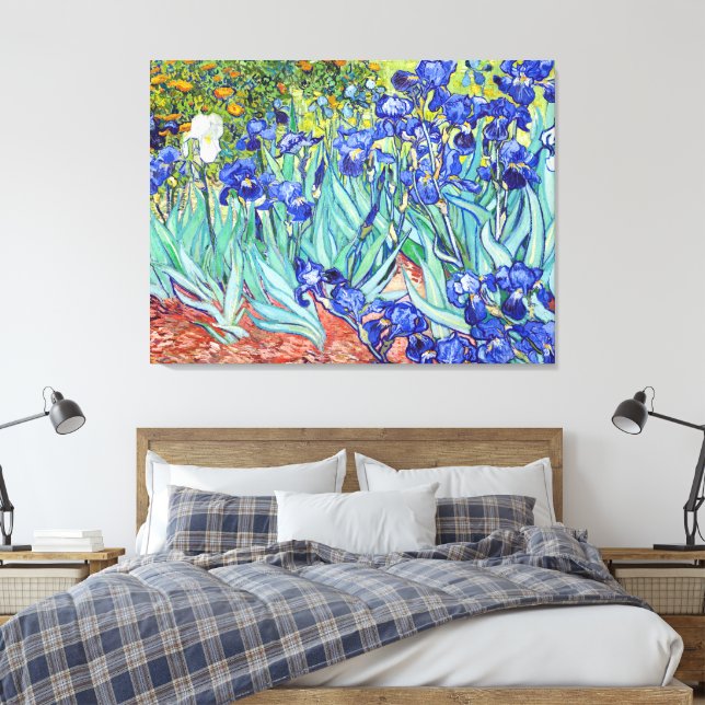 Vincent Van Gogh painting Irises Canvas Print (Insitu(Bedroom))