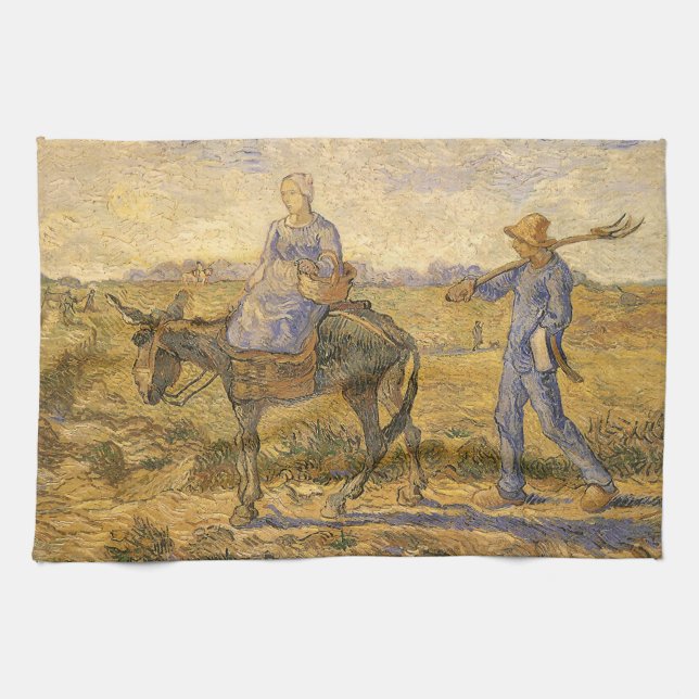 Vincent van Gogh - Peasant Couple Going to Work Tea Towel (Horizontal)