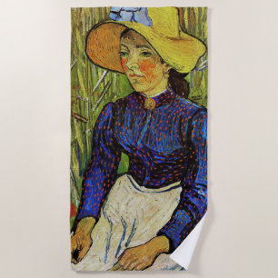 Vincent van Gogh - Peasant Girl in Straw Hat Beach Towel