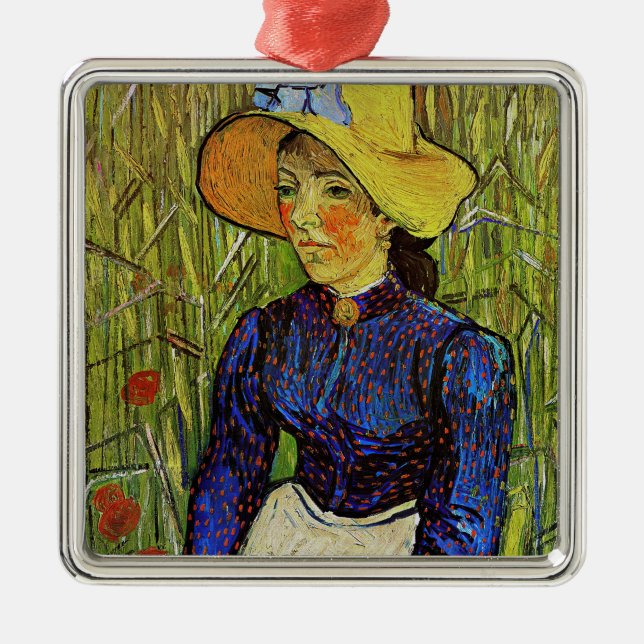 Vincent van Gogh - Peasant Girl in Straw Hat Metal Tree Decoration (Front)