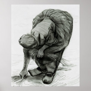 Vincent van Gogh   Peasant Woman Gleaning, 1885 Poster