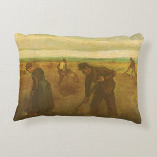 Vincent van Gogh - Peasants Planting Potatoes  Decorative Cushion