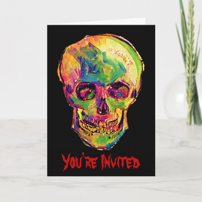 Vincent Van Gogh - Pop Art Halloween Skull Invitation (Front)
