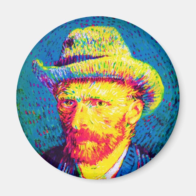 Vincent Van Gogh - Pop Art Self Portrait With Hat Magnet (Front)