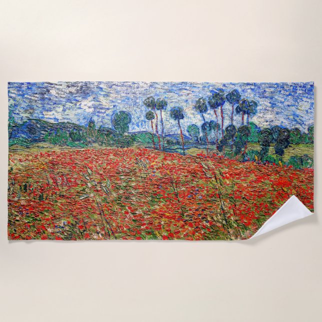 Vincent van Gogh - Poppy Field Beach Towel (Front)