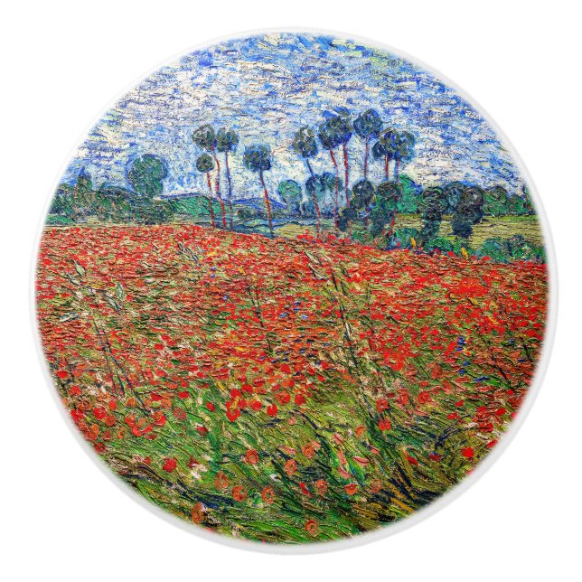 Vincent van Gogh - Poppy Field Ceramic Knob (Front)