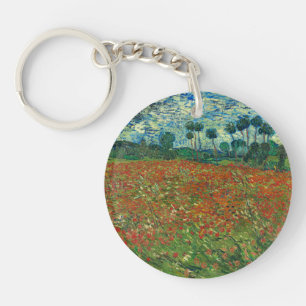 Vincent Van Gogh Poppy Field Floral Vintage Art Key Ring