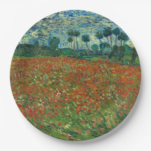 Vincent Van Gogh Poppy Field Floral Vintage Art Paper Plate
