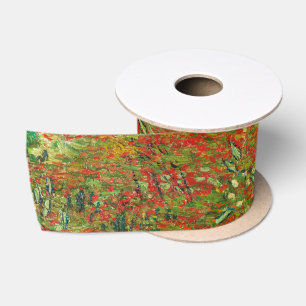 Vincent Van Gogh Poppy Field Floral Vintage Art Satin Ribbon