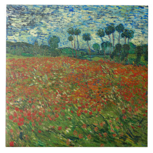 Vincent Van Gogh Poppy Field Floral Vintage Art Tile