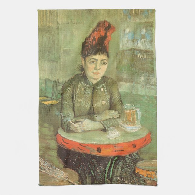 Vincent van Gogh - Portrait of Agostina Segatori Tea Towel (Vertical)
