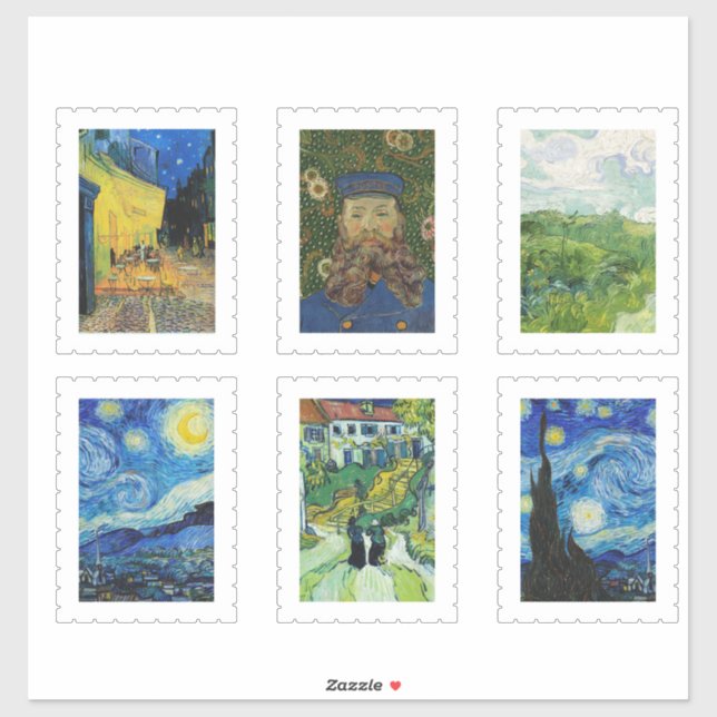 vincent van gogh postal stamp sticker pack  (Sheet)