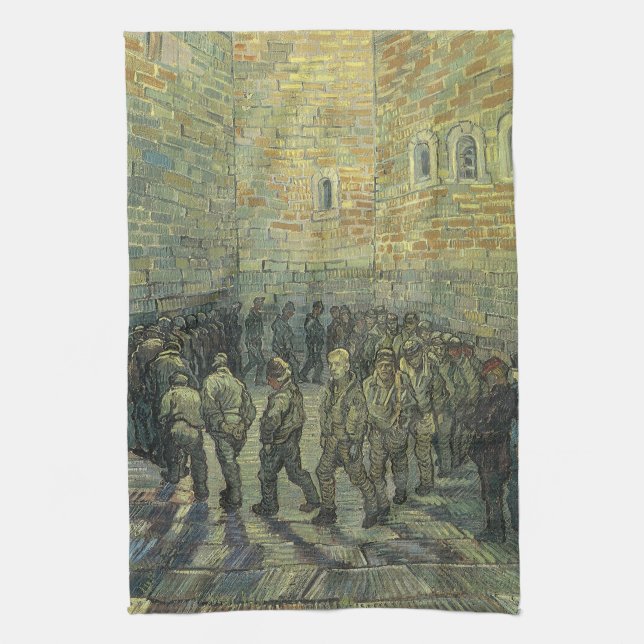 Vincent van Gogh - Prisoners Exercising Tea Towel (Vertical)