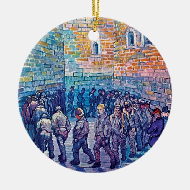 Vincent Van Gogh - Prisoners Walking The Round Ceramic Tree Decoration (Front)