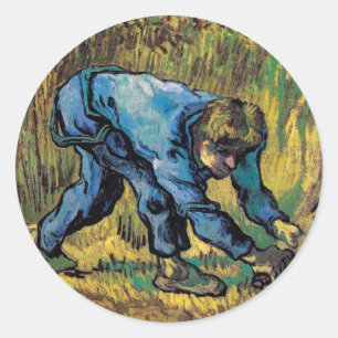 Vincent Van Gogh - Reaper With Sickle - Fine Art Classic Round Sticker
