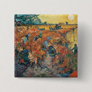 Vincent van Gogh Red Vineyards at Arles, 1888 15 Cm Square Badge
