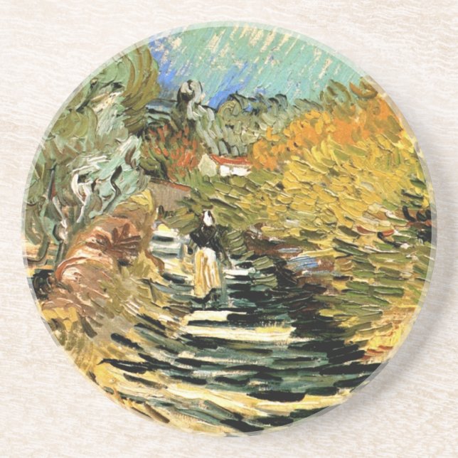 Vincent van Gogh Road at Saint-Remy, Female Figure Coaster (Front)