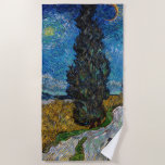 Vincent van Gogh - Road with Cypress and Star Beach Towel<br><div class="desc">Country Road with Cypress and Star - Vincent van Gogh,  Oil on Canvas,  1890,  Saint-Remy</div>