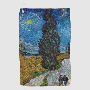 Vincent van Gogh - Road with Cypress and Star Golf Towel