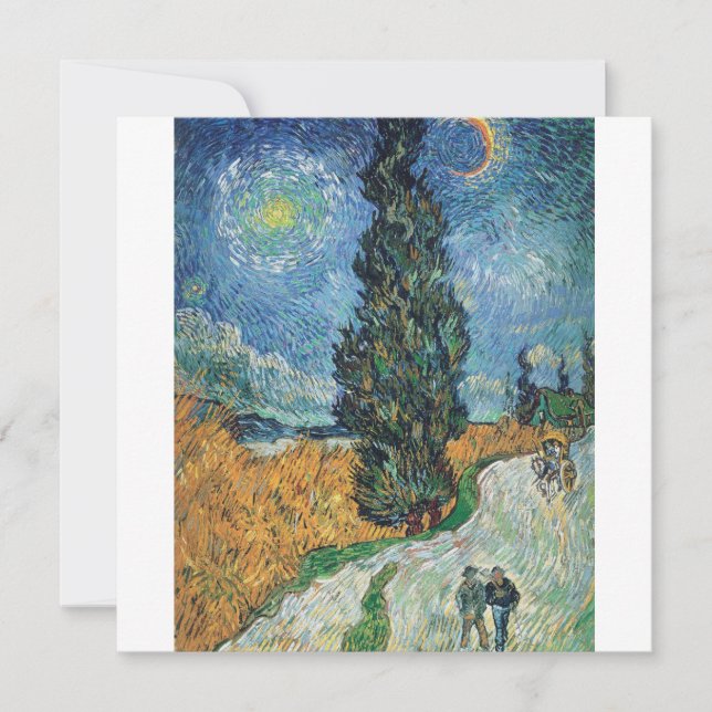 Vincent Van Gogh - Road with Cypress and Star Holiday Card (Front)