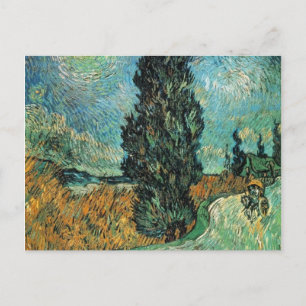 vincent van gogh - road with cypress and star postcard