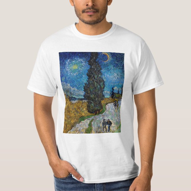 Vincent van Gogh - Road with Cypress and Star T-Shirt (Front)
