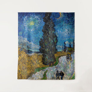 Vincent van Gogh - Road with Cypress and Star Tapestry