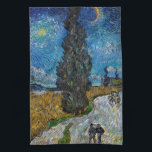 Vincent van Gogh - Road with Cypress and Star Tea Towel<br><div class="desc">Country Road with Cypress and Star - Vincent van Gogh,  Oil on Canvas,  1890,  Saint-Remy</div>