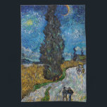 Vincent van Gogh - Road with Cypress and Star Tea Towel<br><div class="desc">Country Road with Cypress and Star - Vincent van Gogh,  Oil on Canvas,  1890,  Saint-Remy</div>