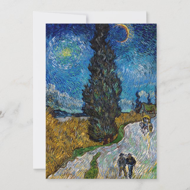 Vincent van Gogh - Road with Cypress and Star Thank You Card (Front)