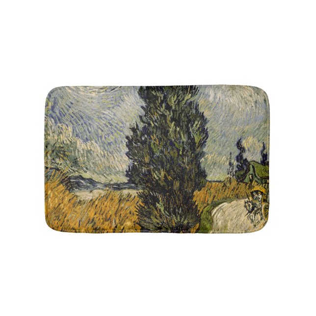 Vincent van Gogh | Road with Cypresses, 1890 Bath Mat (Front)