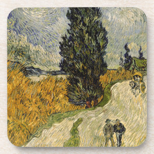 Vincent van Gogh Road with Cypresses, 1890 Coaster
