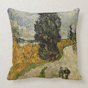 Vincent van Gogh Road with Cypresses, 1890 Cushion