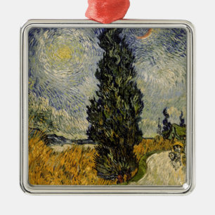 Vincent van Gogh   Road with Cypresses, 1890 Metal Tree Decoration