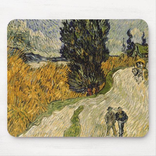 Vincent van Gogh | Road with Cypresses, 1890 Mouse Pad (Front)