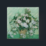 Vincent van Gogh - Roses 15 Cm Square Badge<br><div class="desc">Roses / Still Life: Vase with Pink Roses - Vincent van Gogh,  Oil on Canvas,  1890</div>