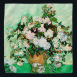 Vincent Van Gogh Roses (1890) Bandana<br><div class="desc">Pretty , Vintage , Beautiful painting Vase with Pink Roses (1890) by Vincent Van Gogh Sticker. This is an old masterpiece from the dutch master painter Vincent Van Gogh. This fine art old oil painting of has beautiful, vibrant, saturated colour. This old painting depicts a vase of roses. This is...</div>