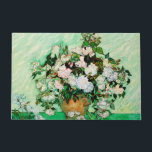 Vincent Van Gogh Roses (1890)  Doormat<br><div class="desc">Pretty , Vintage , Beautiful painting Vase with Pink Roses (1890) by Vincent Van Gogh. This is an old masterpiece from the dutch master painter Vincent Van Gogh. This fine art old oil painting of has beautiful, vibrant, saturated colour. This old painting depicts a vase of roses. This is a...</div>